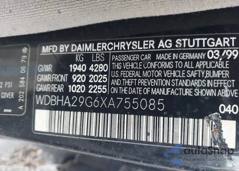 1999 Mercedes-Benz C 280 из США, поврежденный, VIN WDBHA29G6XA755085